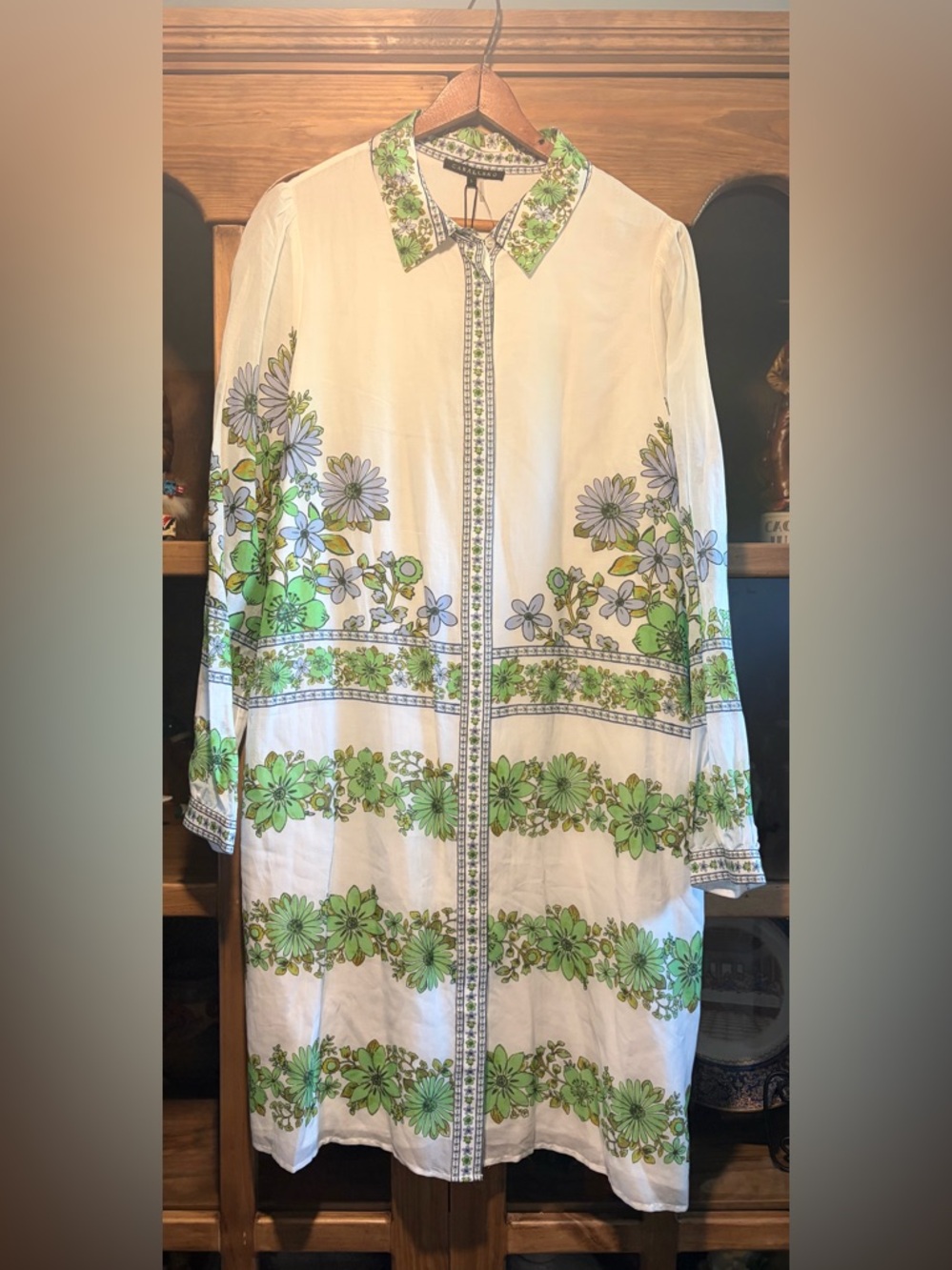 Caballero Lucy Secret Garden Dress in Green & White Size Large NWT NO BELT